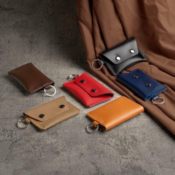Dompet STNK Mobil Motor Gantungan Kunci keyless Kulit Asli Model Amplop kancing