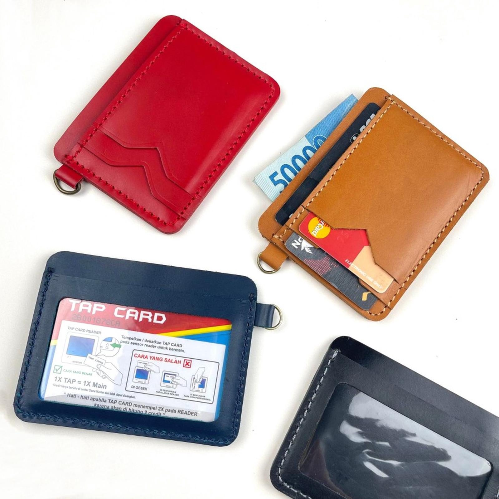 Dompet kartu kulit asli card wallet slim wallet plastik mika tap card
