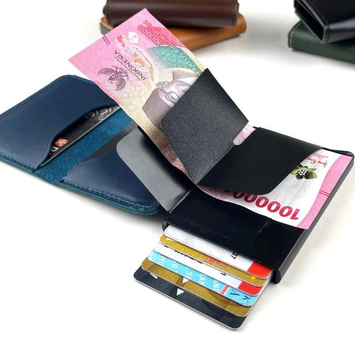 Slim wallet RFID protector smart card holder dompet kartu pintar kulit - foto 2