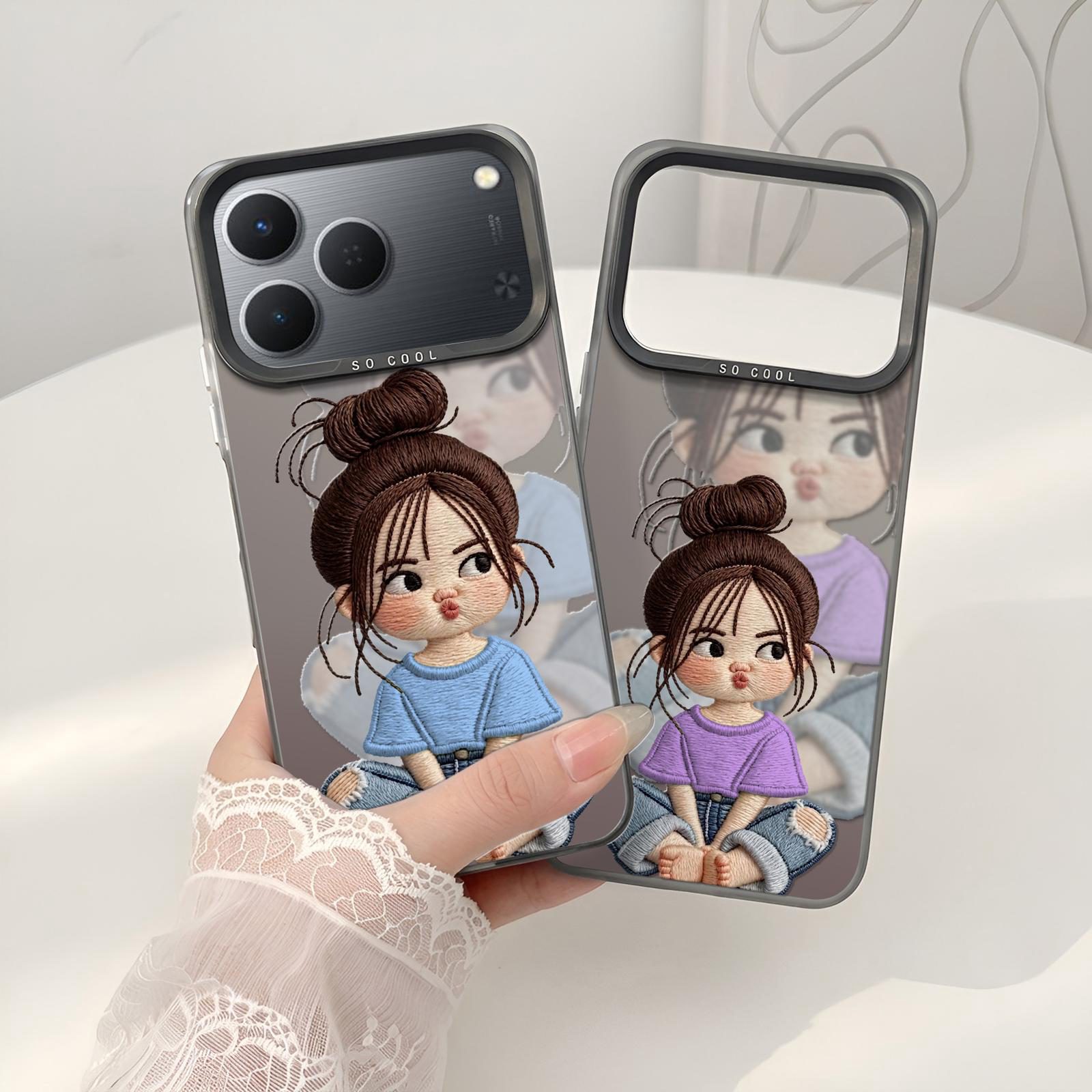 Softcase IMD Hologram Hitam untuk Tecno Spark 50 & 40 Silicone Cute Girls Premium Matte Casing Cover Hybrid Plate SHT-10 - 1