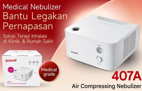 YUWELL - Nebulizer Compressor 407A | Alat Terapi Uap Pernapasan Batuk Pilek Anak Dewasa