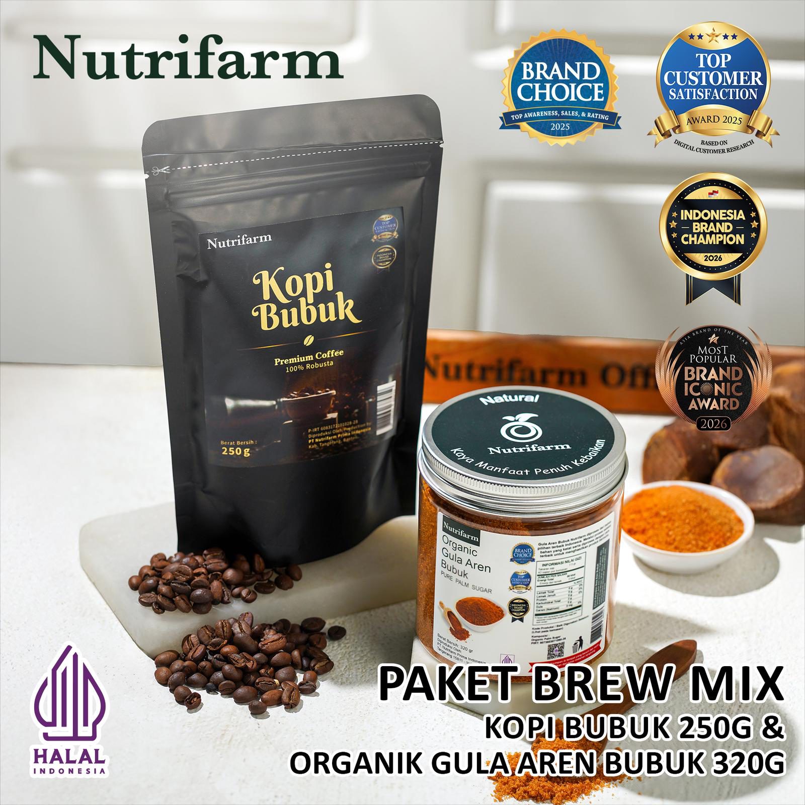 NUTRIFARM PAKET BREW MIX / KOPI BUBUK 250GR DAN GULA AREN BUBUK 320GR
