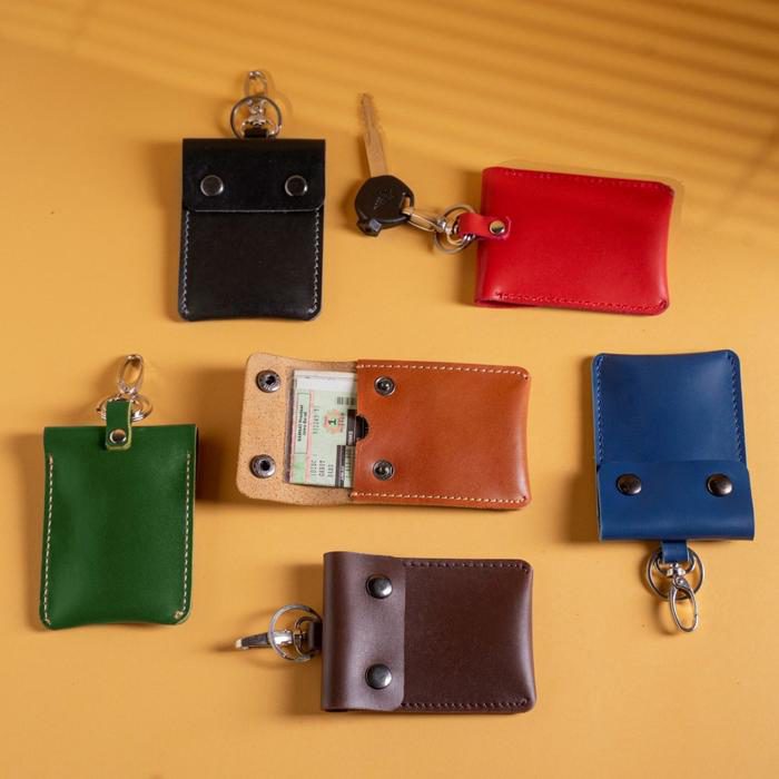 Dompet STNK mobil motor gantungan kunci keyless kulit asli model simpel - foto 2