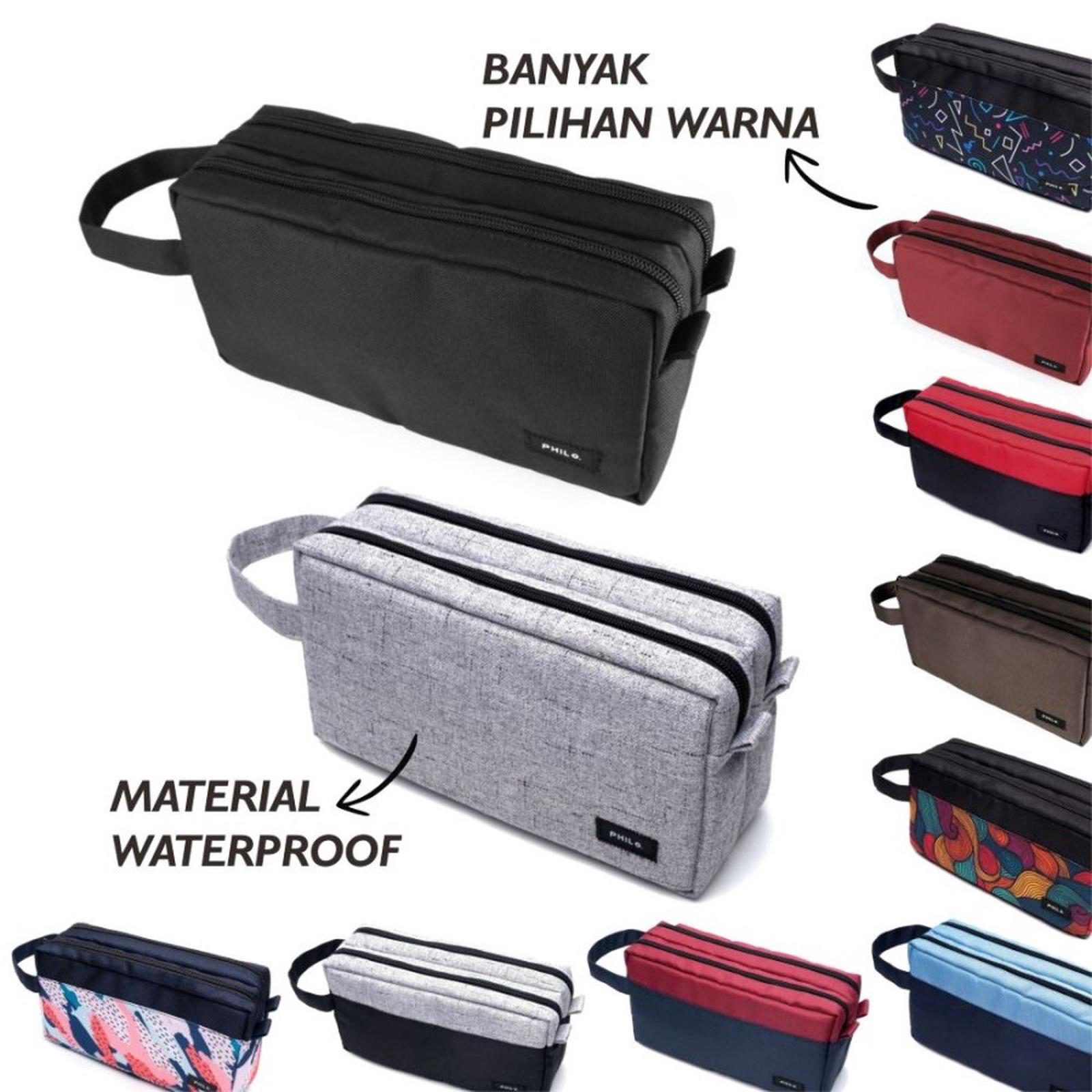 pouch - travel bag hand bag clutch dopp kit tas tangan 2 main compartment