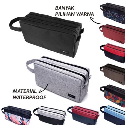 pouch - travel bag hand bag clutch dopp kit tas tangan 2 main compartment