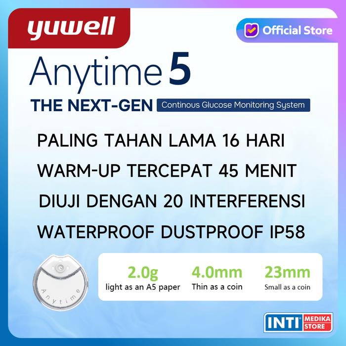 YUWELL - Anytime 5 NEXT-GEN CGM Alat Cek Gula Darah Kontinu 24 Jam 16 Hari | Advanced Continuous Glucose Monitoring System | Manajemen Diabetes dengan Fitur Lanjutan AT5 Yuwell - foto 4