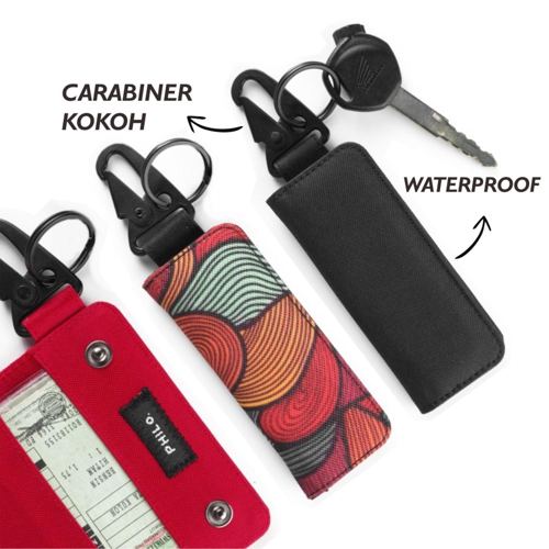 Gantungan kunci mobil motor carabiner dompet STNK slim kain