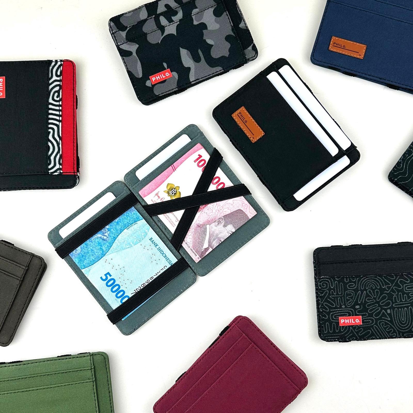 Philo Flip Magic Wallet Dompet Sulap Tipis Pria Wanita Muat Kartu dan Uang Card Holder Money Clip