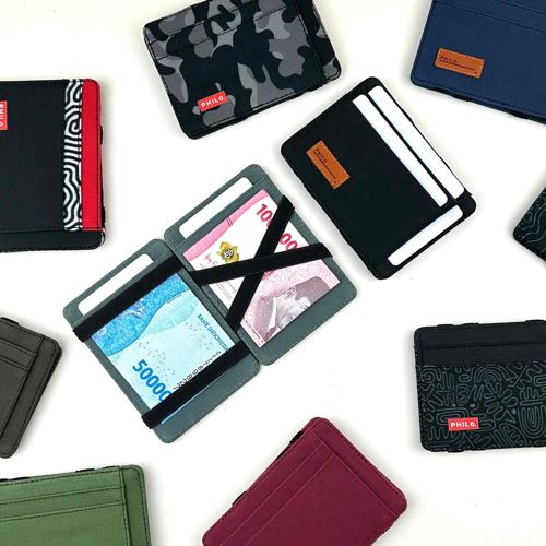 Philo Flip Magic Wallet Dompet Sulap Tipis Pria Wanita Muat Kartu dan Uang Card Holder Money Clip