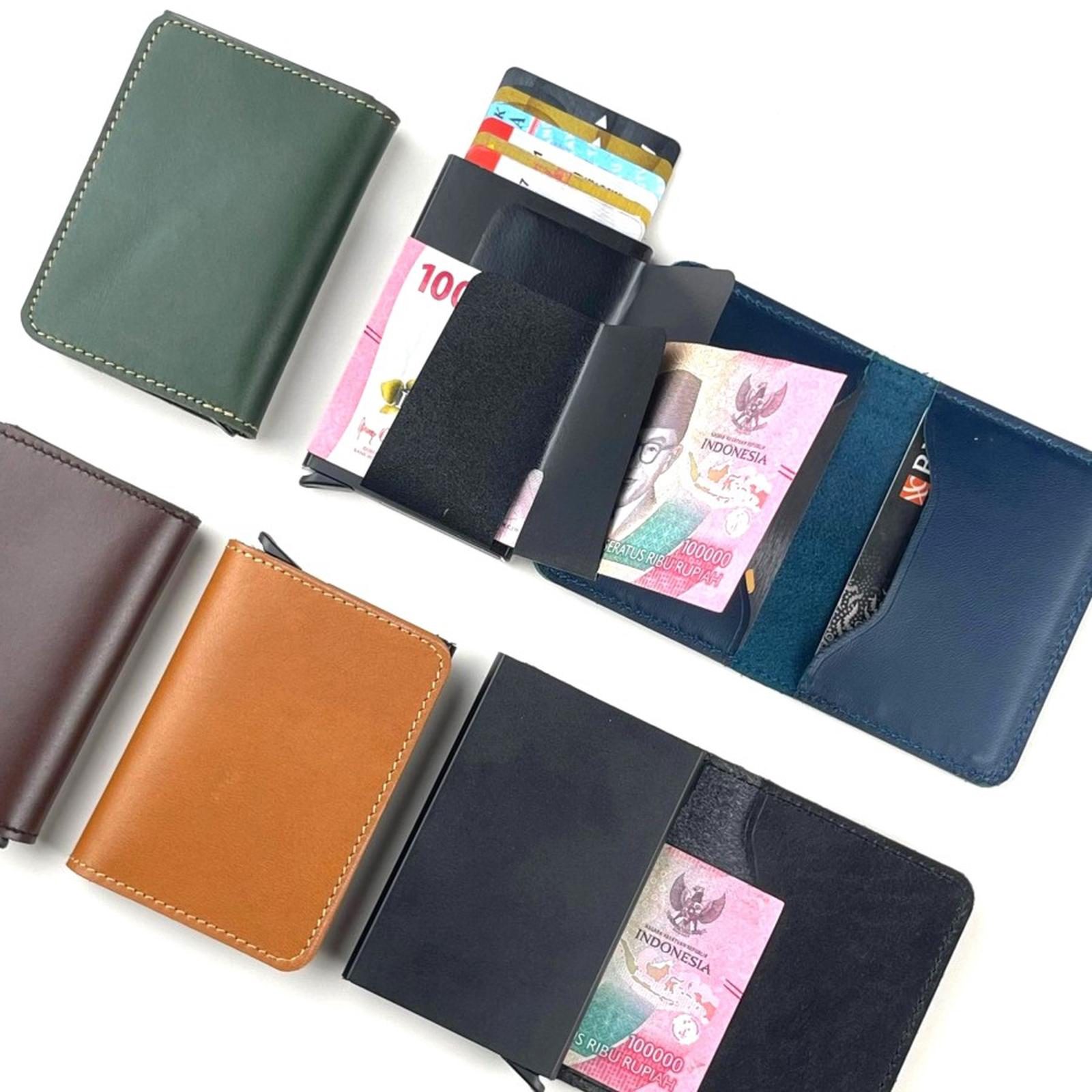 Slim wallet RFID protector smart card holder dompet kartu pintar kulit