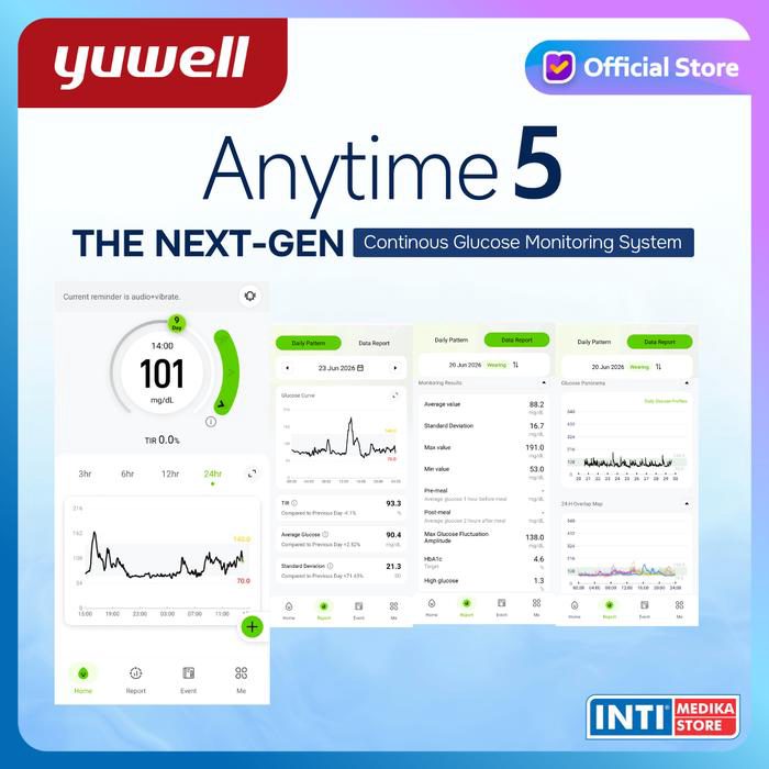 YUWELL - Anytime 5 NEXT-GEN CGM Alat Cek Gula Darah Kontinu 24 Jam 16 Hari | Advanced Continuous Glucose Monitoring System | Manajemen Diabetes dengan Fitur Lanjutan Yuwell AT5 - foto 2