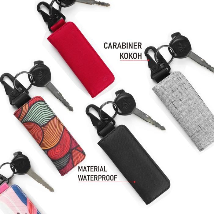 Gantungan kunci mobil motor carabiner dompet STNK slim kain - foto 2