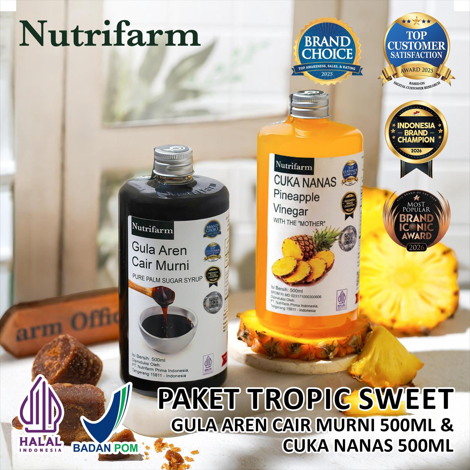NUTRIFARM PAKET TROPIC SWEET / GULA AREN CAIR 500ML DAN CUKA NANAS 500ML 