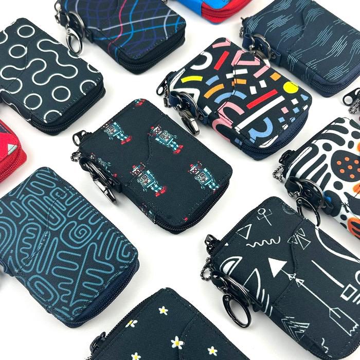 Dompet STNK motor mobil muat kartu gantungan kunci keyless kain motif - foto 3