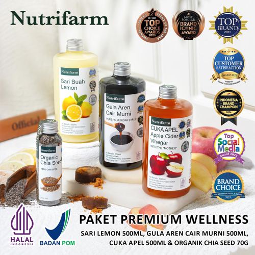 NUTRIFARM PAKET CUKA APEL SARI LEMON GULA AREN CAIR DAN CHIA SEED - PAKET PREMIUM WELLNESS