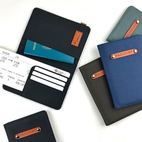 Dompet paspor - sampul pasport passport cover travel wallet tempat holder passpor kain kombinasi kulit