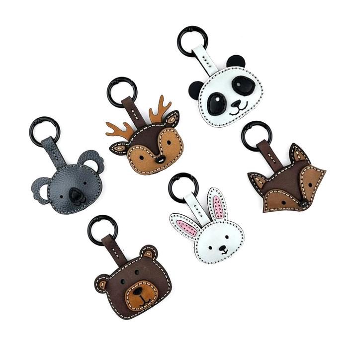 Gantungan Kunci Kulit Asli Leather Bag Charms Keychain Tassel Tas Karakter Binatang - foto 2