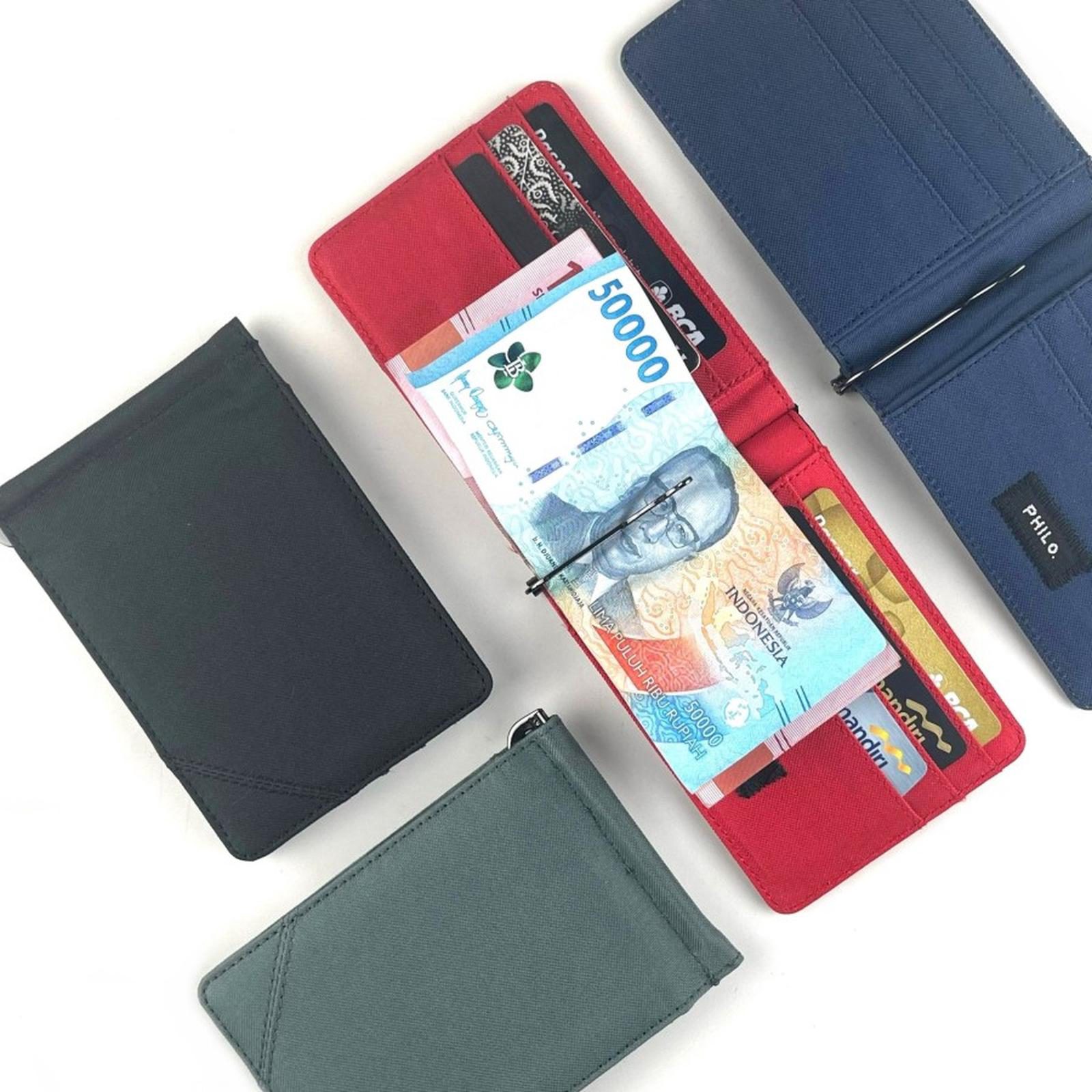 Dompet pria kain kanvas penjepit klip uang - Bifold money clip wallet