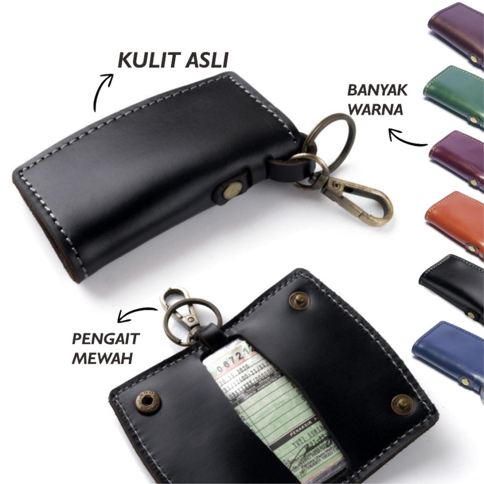 Dompet stnk mobil motor kulit asli - gantungan kunci keyless model lengkung