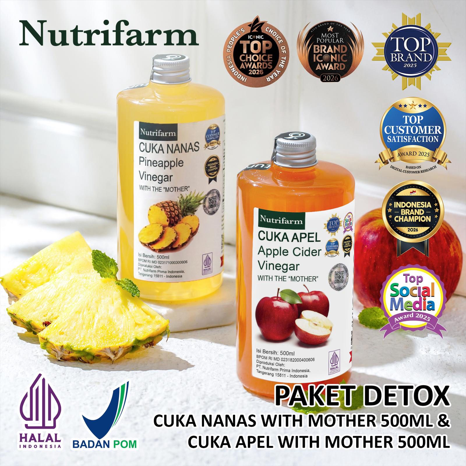 PAKET DETOX 2 IN 1 CUKA NANAS, CUKA APEL 500ML