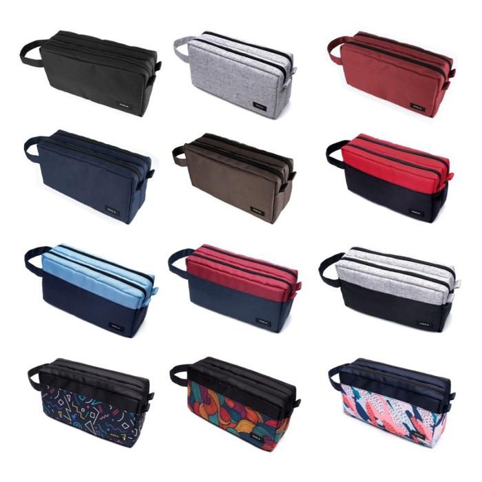 pouch - travel bag hand bag clutch dopp kit tas tangan 2 main compartment - foto 2