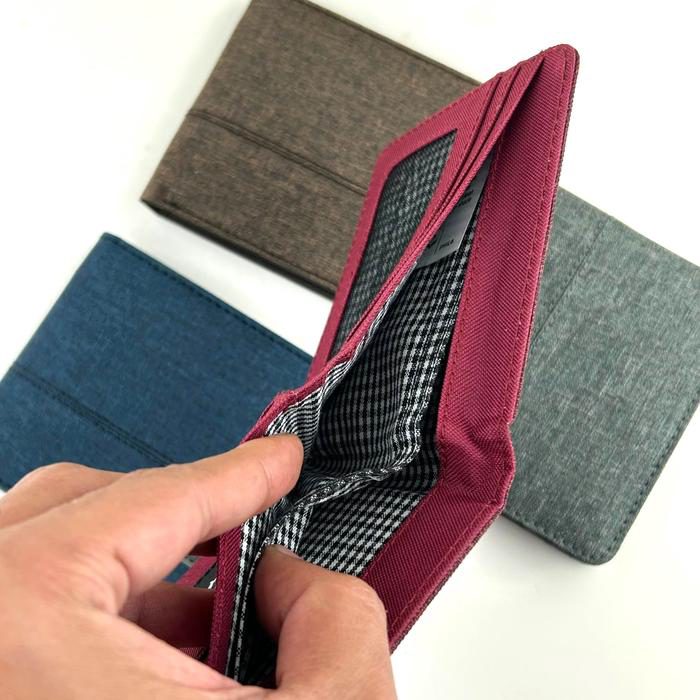 Dompet lipat pria simpel bahan kain kanvas bifold wallet simple - foto 2