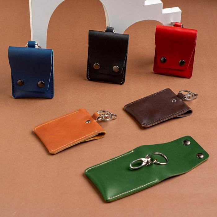 Dompet STNK mobil motor gantungan gunci keyless kulit asli model berdiri - foto 2