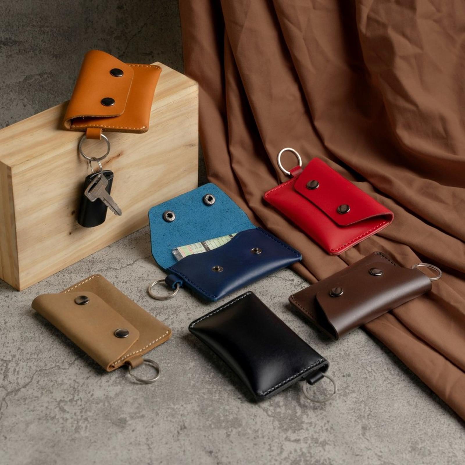 Dompet STNK Mobil Motor Gantungan Kunci keyless Kulit Asli Model Amplop kancing - foto 2
