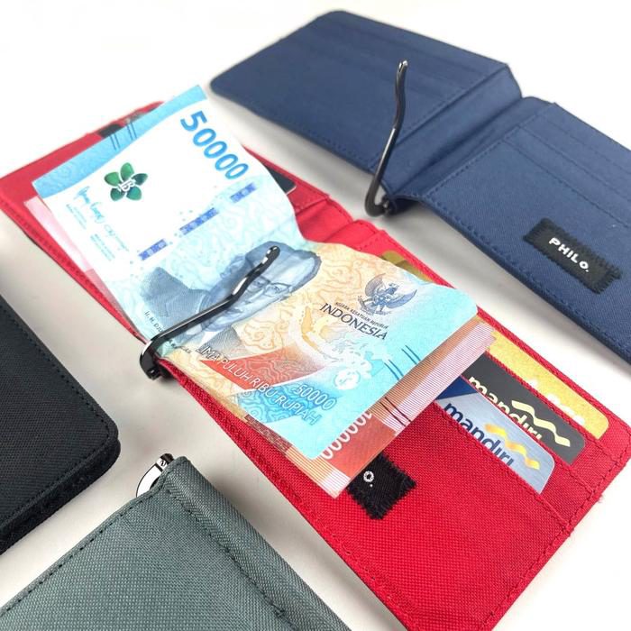 Dompet pria kain kanvas penjepit klip uang - Bifold money clip wallet - foto 2