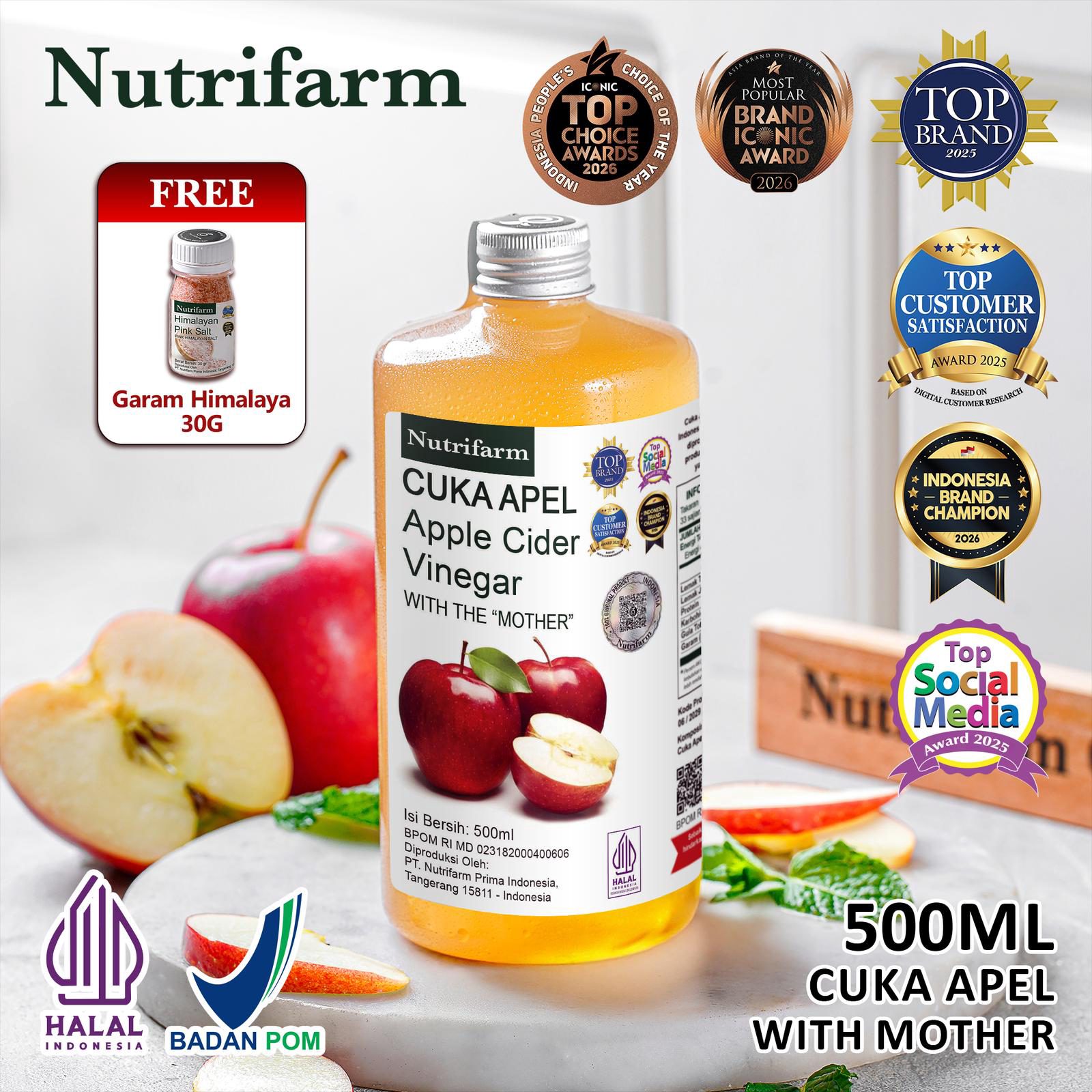 NUTRIFARM CUKA APEL 500ML / WITH MOTHER FREE HIMALAYA SALT 30GR