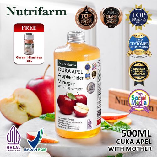 NUTRIFARM CUKA APEL 500ML / WITH MOTHER FREE HIMALAYA SALT 30GR