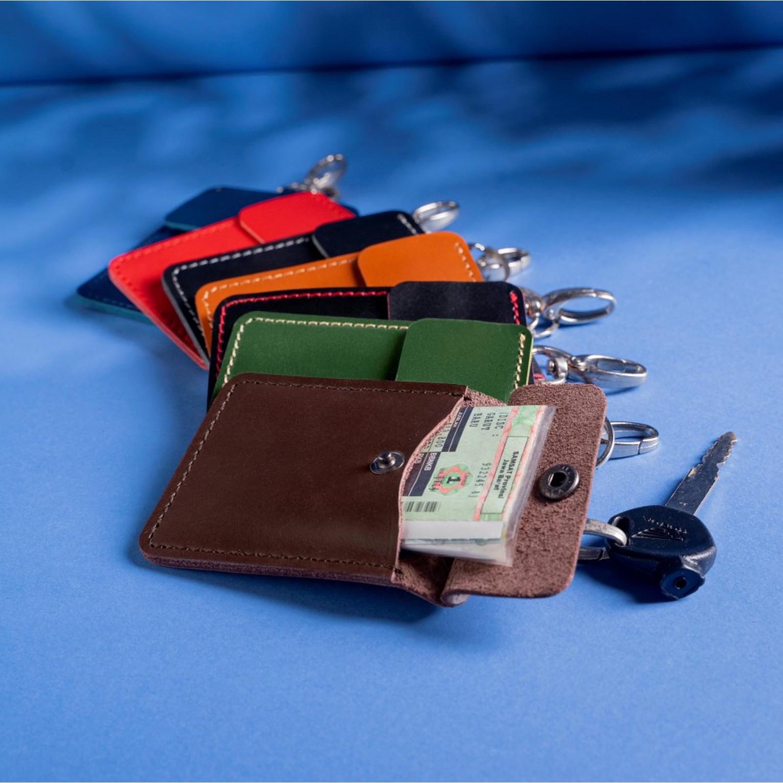 Dompet kunci keyless mobil motor gantungan kunci STNK Kulit Asli Model Simpe - foto 2