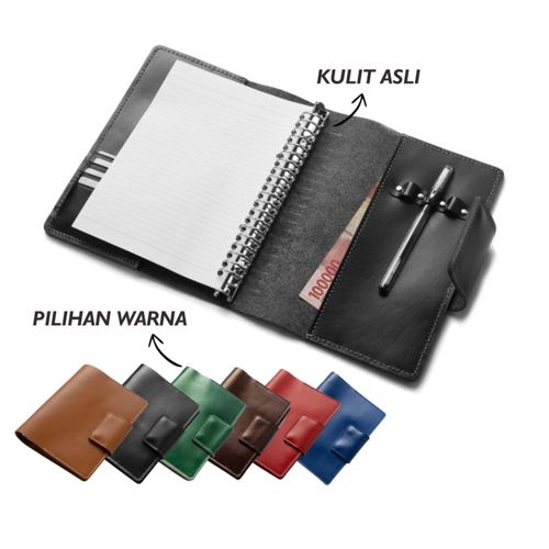 Binder kulit asli A5 agenda ring loose leaf